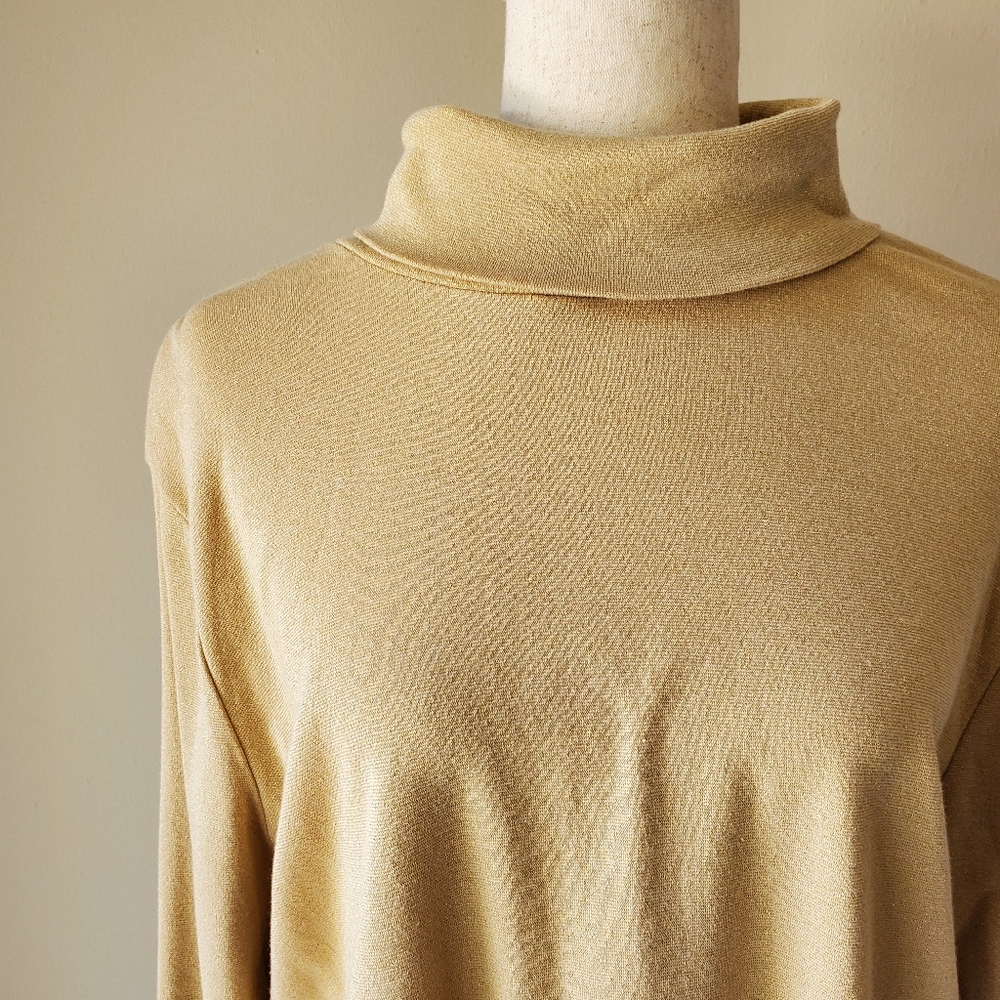 Gold Shimmer Holiday Turtleneck Top